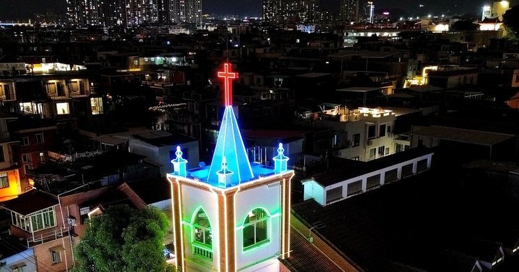 泉州基督教泉南堂建筑夜景
