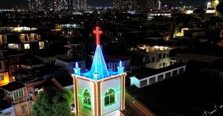 泉州基督教泉南堂建筑夜景